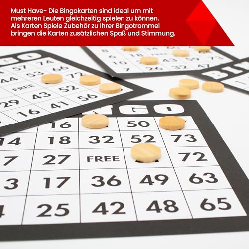 Kyto Bingo Karten Set 500 Stück - 500 Verschiedene Karten (12,5cm x 13cm) Set aus Papier, Zusatzkarten für traditionelles Bingospiel für Spieleabende mit Freunde, Familie & Kinder Bingo