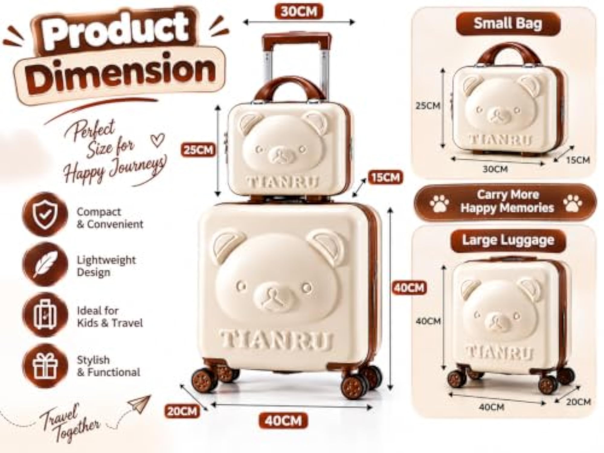 2-Piece Kids' Cabin Size Hard Shell Trolley Bag Set