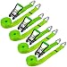 VULCAN High-Viz 2'' x 15' Ratchet Straps with Wire J-Hooks, 3300 lbs. SWL, 4 Pack