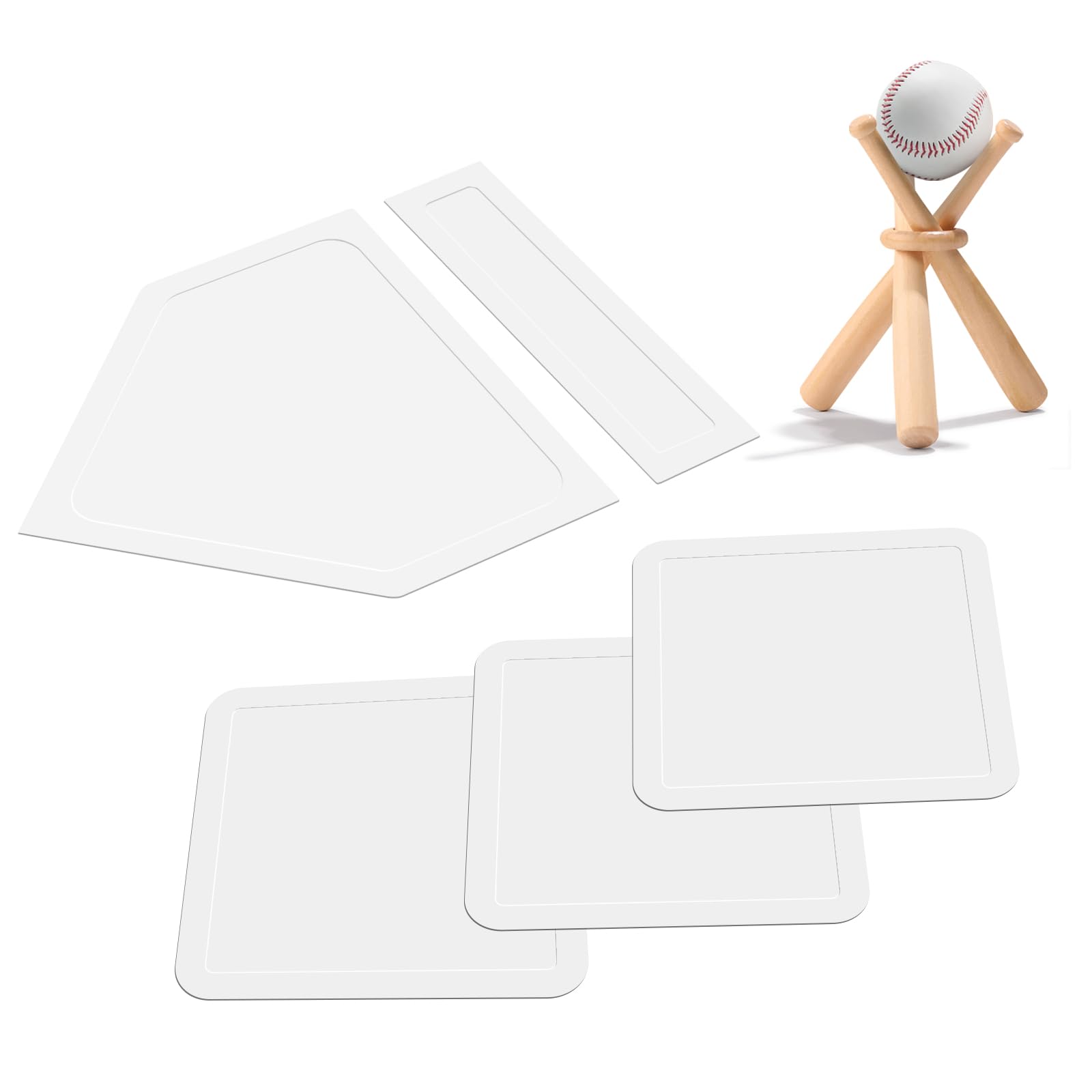 AVCMOTOBaseball & Softball 5 Piece Base Set +1 Piece Baseball Stand Baseball Holder, Portable Baseball Bases, Rubber Field Bases for Kids & Adults