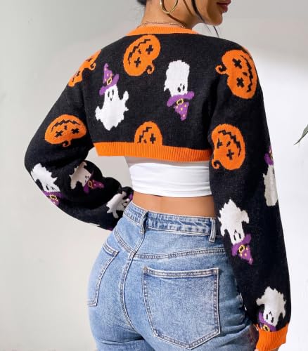 Image of Durio Women Y2K Bolero Shrug Long Sleeve Knit Cropped Cardigan