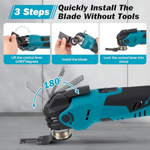 Cordless Oscillating Tool for Makita 18V Battery,Brushless Multi Tools with 5 Variable Speeds to 22000 RPM,Oscillating Tool Kit with 21 Accessories for Removing,Scraping,Cutting(NO Battery) - Image 3