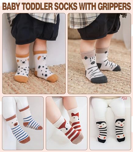 LANLEO Baby Toddler Socks with Grips Baby Toddlers Girls Boys Non Slip Grip Socks with Grippers 6 Months-5 Year Old3