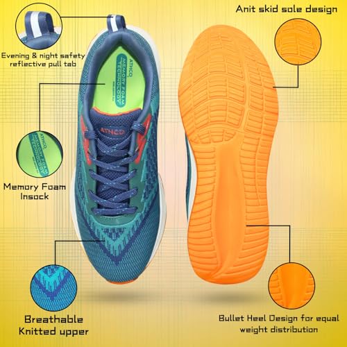 Image of ATHCO Mens Jimmy Memory Foam Insole Shoes|Running|Walking|Training|Gym|Jogging|Sneaker|Athletic|Laceup|Flexible|Lightweight|Dailyuse|Sports|Casual|ExtraSoft|Fitness|Gents Boys