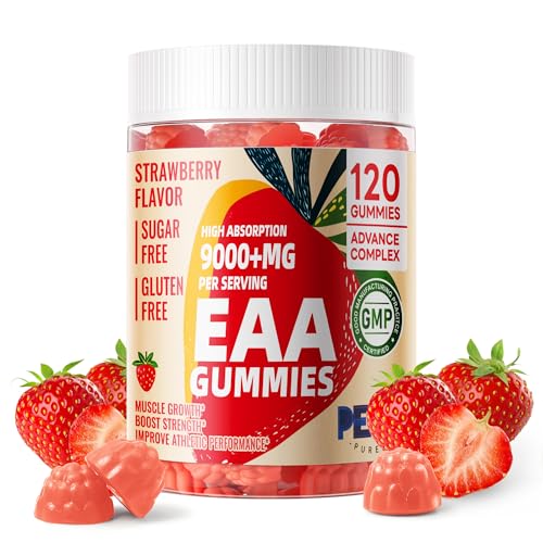 Pets Purest EAA Gummies 120 Gummies (Strawberry) Essential Amino Acids - All 9 Essential Aminos (EAA) and All Branched-Chain Aminos (BCAAs) Non-GMO Gluten Free Vegetarian Friendly
