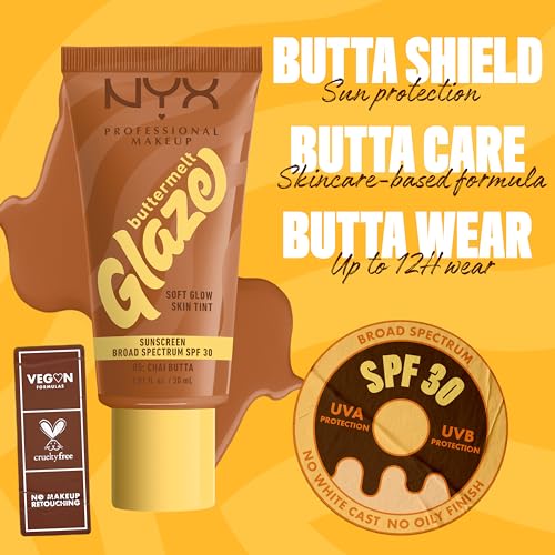 NYX PROFESSIONAL MAKEUP Buttermelt Glaze Soft Glow Skin Tint + SPF 30, Up To 12HR Wear, 05 Chai Butta - image 4