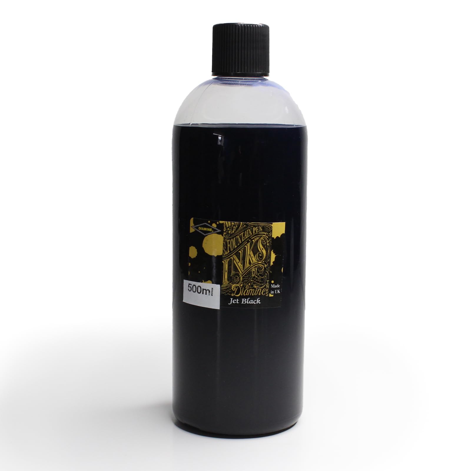 Diamine Ink Bottles - Choose Colour & Bottle Size 80ml/250ml/500ml, Perfect for Artists, Writers, Schools, Large Workplaces (500ml, Jet Black)