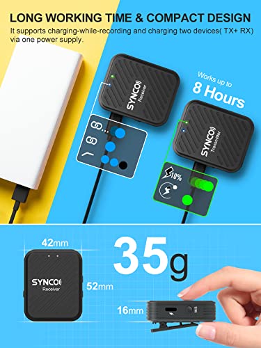Lavalier Mikrofon Wireless, SYNCO G1 A1 Ansteckmikrofon Kabellos System bis zu 70m für DSLR Kamera Camcorder Smartphone PC Laptop für Interview Online Meeting und Kurs Live Streaming Videoaufnahme - Image 5