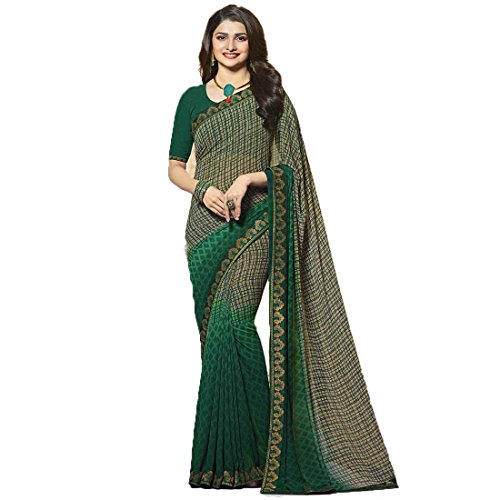 Image of RAJESHWAR FASHION WITH RF Women's Georgette Printed Sarees For Women With Jacquard Work Lace Border & Blouse