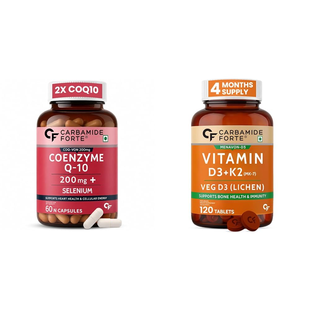 Carbamide Forte Coenzyme Q10 (CoQ10) 200mg with Selenium 40mcg | Supports Heart Health and Vascular Health | 100% Vegetarian – 60 Capsules & Vitamin D Tablets | Vitamin D3 K2 Supplement to support-picture-17