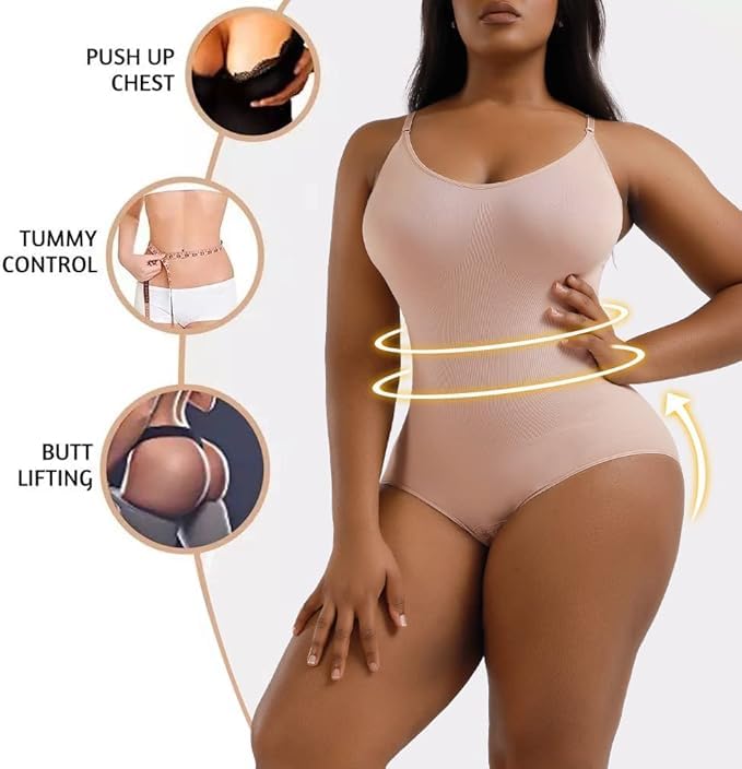 2 Piece Shapewear Bodysuits For Women Tummy Control Seamless Waist Body Suits Shaper (Black+Brown)4