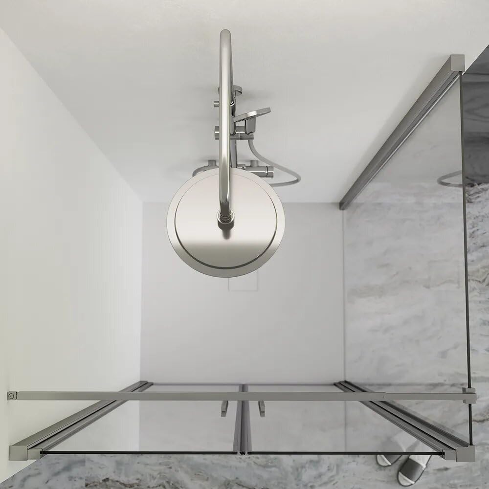 Box doccia 80x80cm con apertura saloon e parete fissa, profili cromati e vetro da 6mm trasparente h195 | Elba