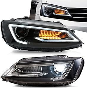 VLAND Headlights Assembly Fit for Volkswagen Jetta 2012 2013 2014 2015 2016 2017 2018(NOT FOR GLI),LED Front Lights with DRL Sequential Turn Signal