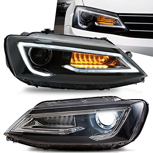 Vland Headlights Assembly Fit For Volkswagen Jetta 2012 2013 2014 2015 2016 2017 2018(Not For Gli),Led Front Lights With Drl Sequential Turn Signal #TOP18