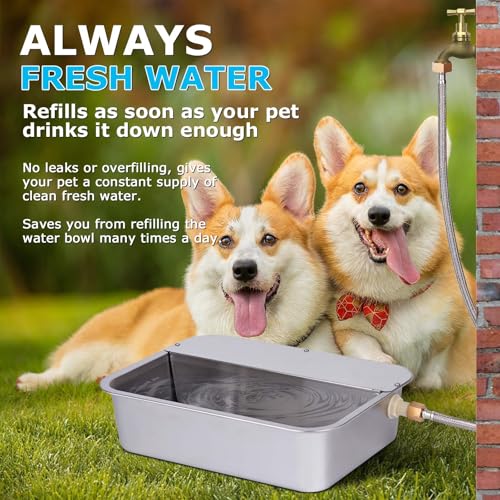 ZHEQOGZH 3 Gallon Automatic Dog Water Dispenser for Large Dogs Stainless Steel Bowl, Large Self Filling Auto Water Bowl Outdoor for Cats Livestock Chicken