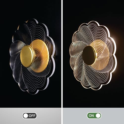 Image of Spiral Pattern 3-in-1 LED Wall Light Decorative Lamp with Golden Center Artistic Accent Lighting for Living Room Bedroom Hallway & Home Decor (Artistic Flower Designs, Pack of 2)