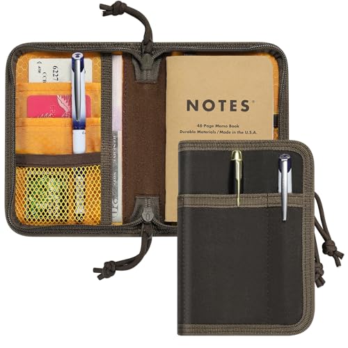 Journal Cover for Field Notes 3.5'x5.5',Water Resistant Journal Wallet for Moleskine Cahier,Waxed Canvas Pocket Notebook Cover,Brown
