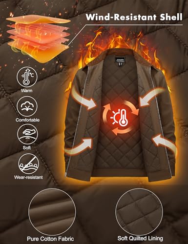 Image of Cotrasen Men's Washed Cotton Work Jacket Quilted Lined Workwear Jackets