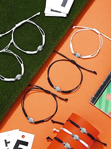 Hicarer 20 Pieces Football Bracelets Adjustable Football Charm Bracelets Football Gifts For Boys Girl Women Men Teens Most Sport Team Players (Black, White) #TOP2