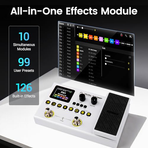 Image of SORAN Dual Stomp Multi Effects Guitar Pedals, Rechargeable Multi Effects Processor with Expression Wah Volume 99 Presets 126 Effects 40s Loop 100 Drums 20 IR /NAM Slots USB Audio Record