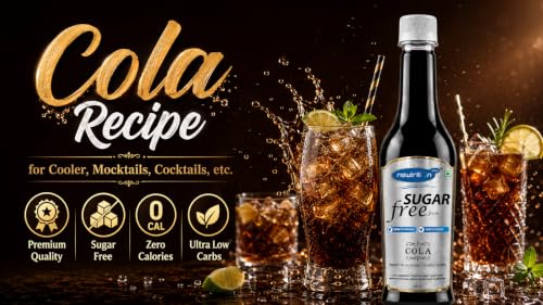 Image of Newtrition Plus Redefining Nutrition Sugar Free DIET COLA Mixer Syrup - Pack of 2 (500 ml each) - Zero Calorie, Diabetic Friendly, Keto Friendly