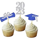Graduation Cupcake Toppers Grad Party Decoration Food Picks Congrats Glitter Diploma Cap School Colo