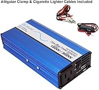 Vista 4 de AIMS 180 vatios, 360 vatios de pico, inversor de corriente DC a AC de onda sinusoidal pura, puerto USB, cables incluidos - No listado UL