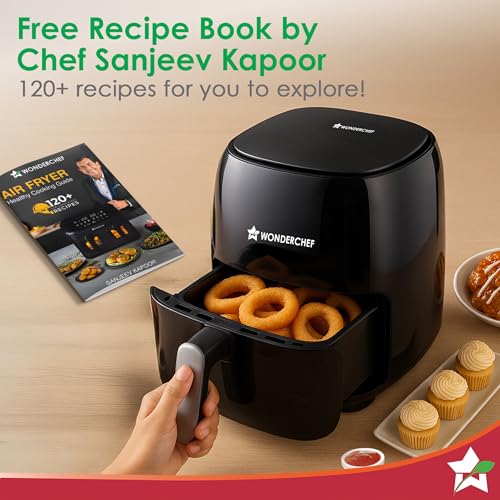 Image of Wonderchef Neo Digital Air Fryer | 1000W, 2 Litres | Rapid Air Technology | Non-stick Basket | Auto Shut-off | Touch Screen | Fry, Bake, Grill, Roast | Cool Touch Handle | 2-Year Warranty | Black