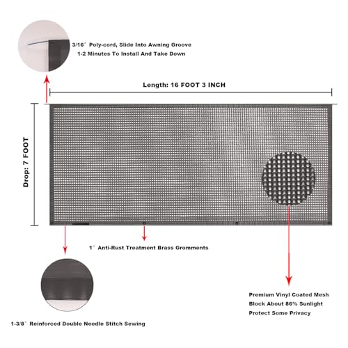 Image of RV Awning Mesh Sun Shade Screen for Motorhome Camper Trailer Sunshade