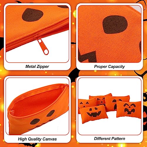 Sweetude 30 Pcs Halloween Makeup Bags Bulk Orange Halloween Cosmetic Bags Pumpkin Gift Bag Pouch Travel Purse Toiletry Organizer with Zipper for Women Team Party Favors (15 Styles)2