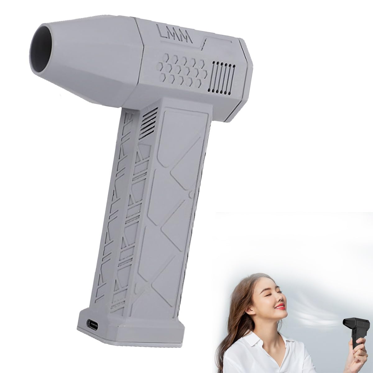 Air Blower Super Fast Jet Fan, Jet Dry Blower,Powerful Blower with High Speed Duct Fan, Air Blower Super Fast Jet Fan for Car, Cleaning, Camping, Outdoors (Color : Gray)