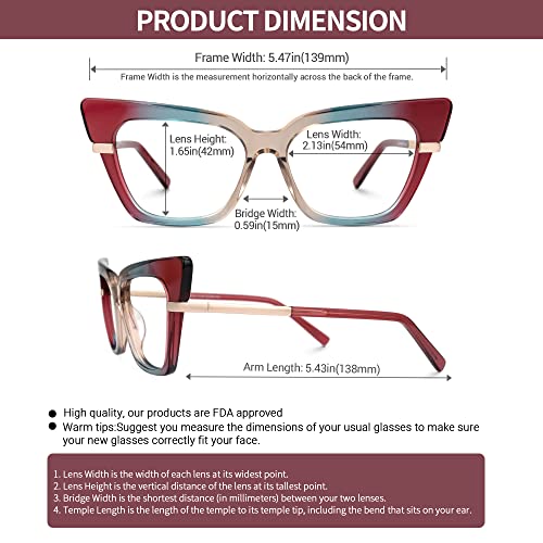 Image of VOOGLAM Cat Eye Blue Light Blocking Glasses for Women Anti UV Eyestrain Eyewear Mariana