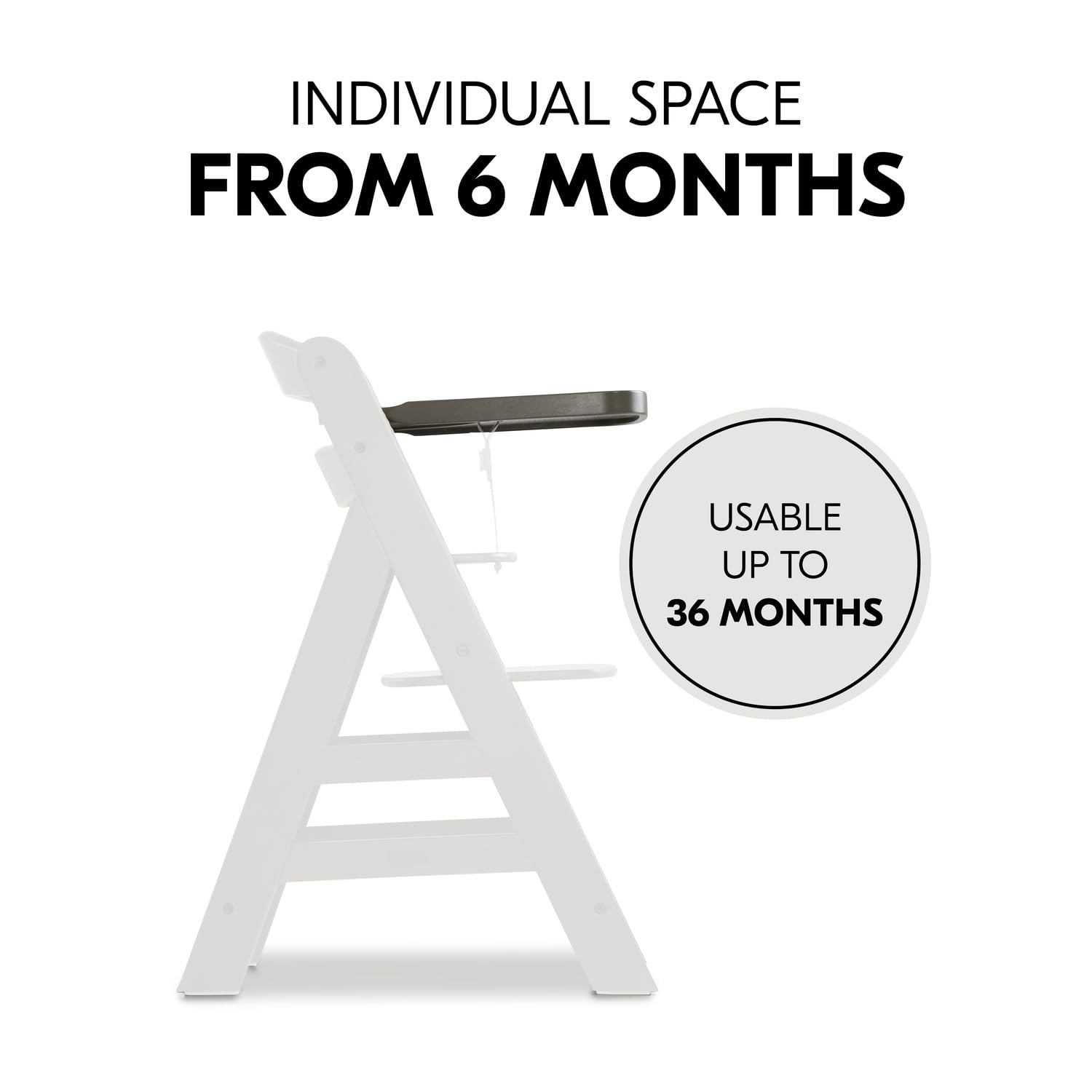 hauck Alpha Wooden Tray, Charcoal - Tray for Alpha+ Wooden Highchair, FSC® Certified Beech Wood, 6 Months+, Easy to Clean, Raised Edge - Image 3