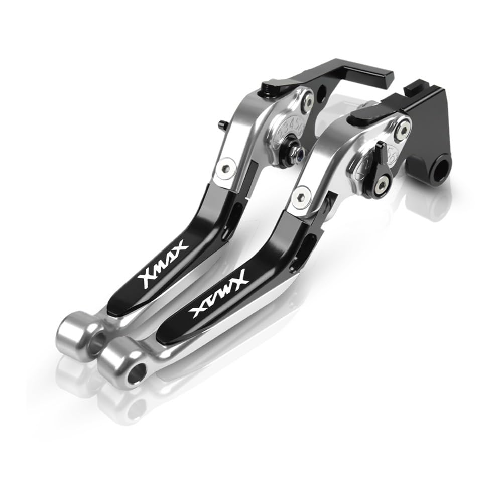 Sdfgsgffyf Silver Motorcycle Brake Clutch Levers For Ya&Maha X-Max 125 200 250 400 X Max125 2010 2011 2012 2013 Motorcycle Adjustable Brake Clutch Levers Handlebar Grips