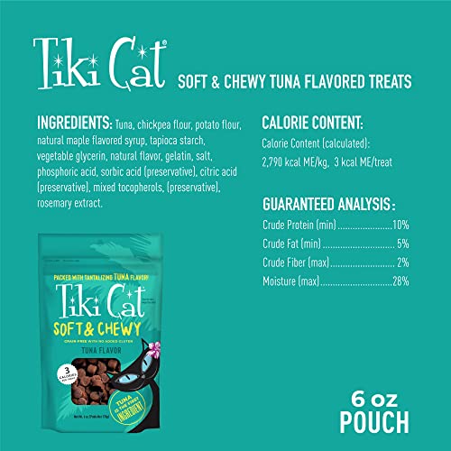 Tiki-Cat-Soft-Chewy-Treats-Tuna-Flavor-3-Calories-Per-Treat-with-Grain-Free-and-No-Added-Gluten-6-oz-Pouch-Pack-of-1