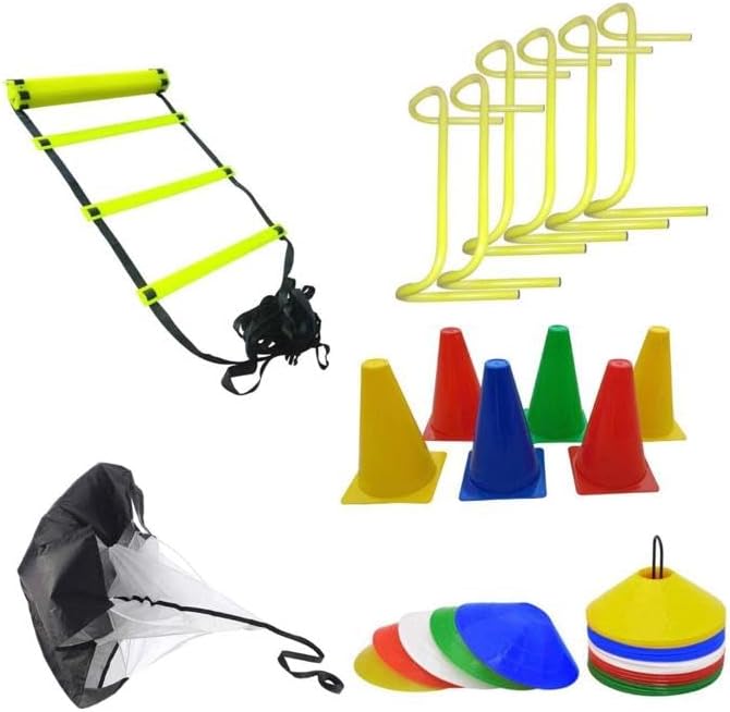Tasco Sports Plastic Football Training Kit Combo of 4 Mtr Ladder, (20 Soccer ...