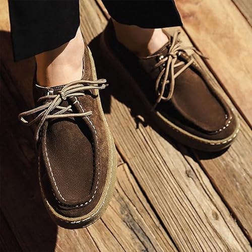 Men's Suede Lace-Up Casual Loafers Comfortable Walking Shoes Flat Sole Low-Top Lightweight Office Outdoor Shoes2