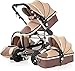 KTOL Premium 3 in 1 Neugeborenen Kinderwagen -Mobile for Krippe, tragbarer Faltbarer Kinderwagen Bassinet Reisekutsche High View Pramtwo-Way-Design mit Einkaufswagen Trolley (Farbe : Braun)