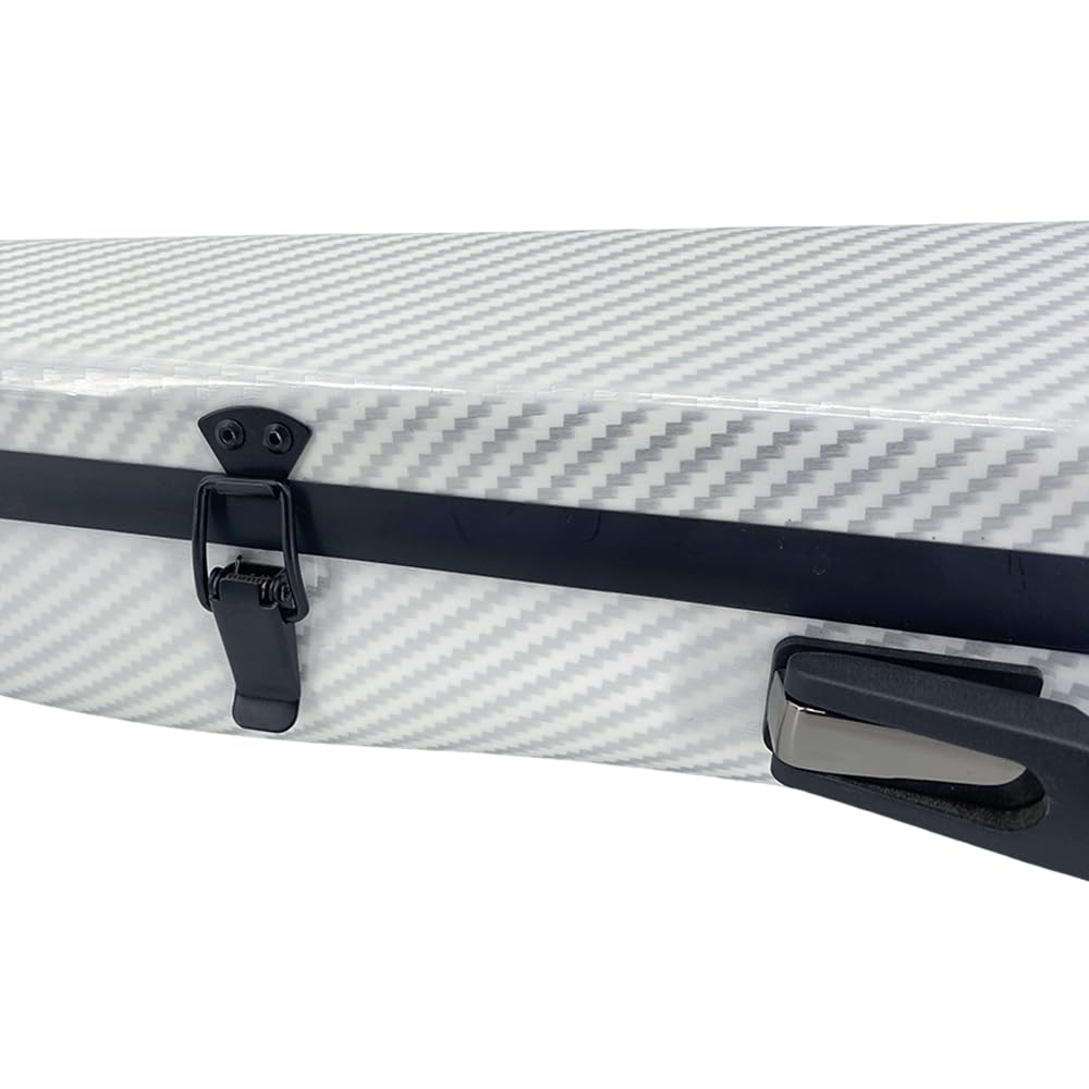 Estuche de violín compuesto de carbono 4/4, carcasa rígida de viaje, acolchado de suspensión, correas de mochila, construcción ultraligera, protección, impermeable, duradero (blanco)