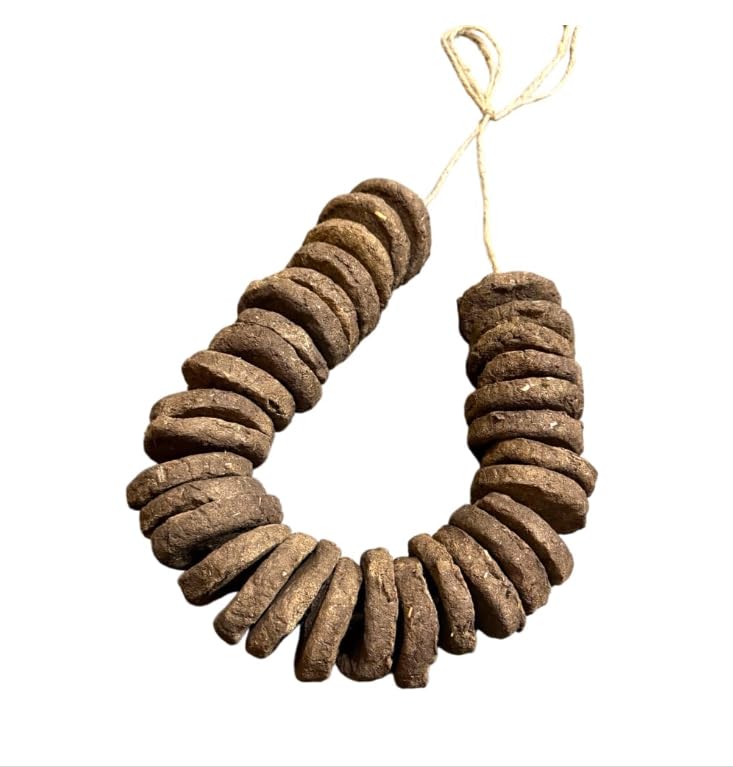 Natural Cow Dung Mala for Hawan, Holi Puja, Holika Dahan, Gobar Upla, 7.5x7.5x2 cm, 31 Pieces-image-18