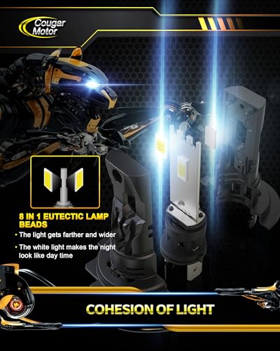 Image of Cougar Motor H7 Bulbs, 1:1 Size H7 Lights Bulb No Adapter Required 6500K White Fog Light or Off-Road Use Plug and Play - Pack of 2