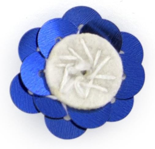 HAND No.13 Blue and Silver Sequins Little Beads Diamonte Sew-On Flower Trims - Embellishments for Clothing, Accessories - Pack of 10