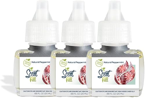 Scent Fill Recambios de ambientador de menta fresca 100% natural, recambios de aceite perfumado, 3 recambios