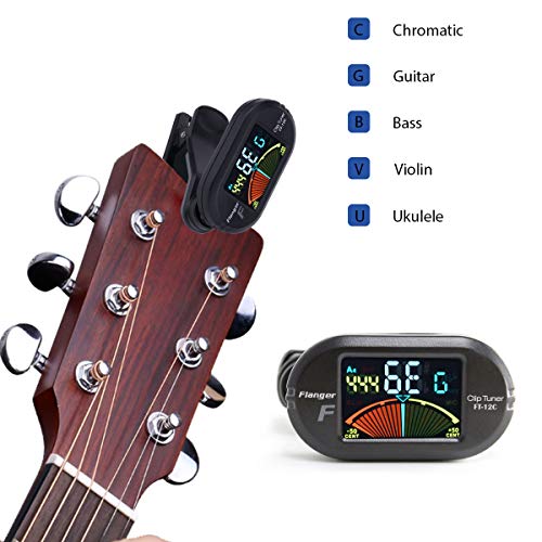 Guitar Tuner Capo Set, Clip on Digital Electronic Tuner for Guitar with Guitar Capo