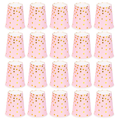 Qcwwy Gobelets en Papier à Pois Dorés élégants, Gobelets de Fête avec Fond de Couleur Pure, Adaptés aux Fêtes d'anniversaire, de Fiançailles, de Remise...