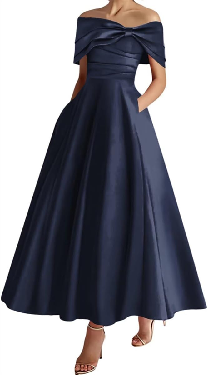 Brigow Women's Navy Blue Tea Length Princess Ball Gowns Solid Homecoming Dress For Teens Corset Costume Party Dresses Uk22