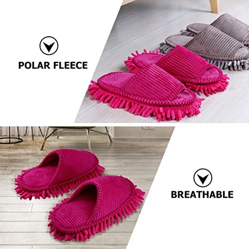 1 Pair Slippers Winter Warm Lazy Mop Shoes Sweeper Mop Women Socks Washable Cleaning Lazy Mop Slipper Foot Zapatilla De Mujer Floor Cleaning Shoes Indoor Duster Miss Polar Fleece3