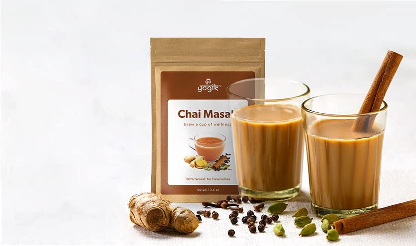 Miniatura 5 de Go-Yogik Chai Tea Masala 80 tazas Mezcla auténtica de jengibre y canela cardamomo, sin cafeína, vegano, sin azúcar, sin hoja de té