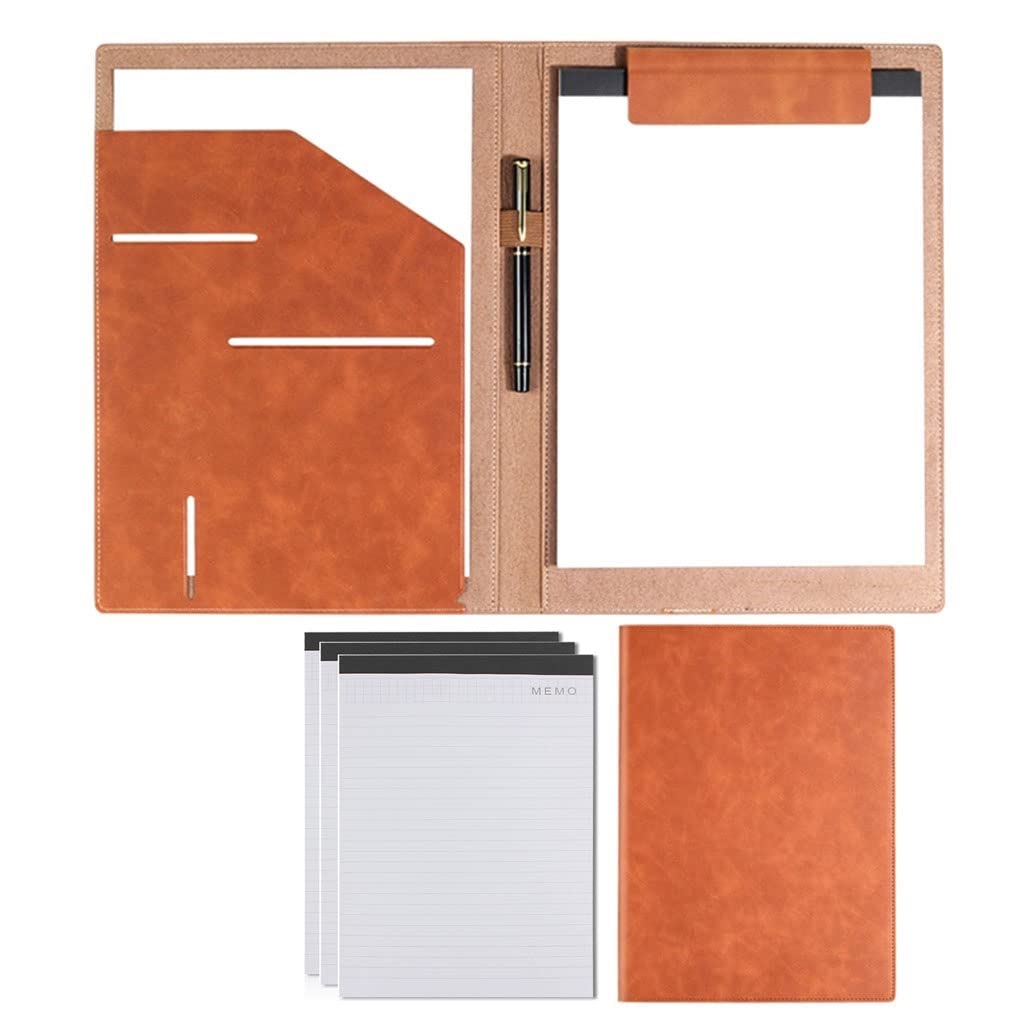 Schreibmappe A4 Klemmbrettmappe Portfolio Padfolio Lebenslauf-Ordner mit Tasche Premium Kunstleder Interview Schreiben Rechtliche Blöcke Dokument Organizer Portfolio
