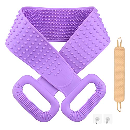 ColorBerry 2Pack Lengthen Silicone Back Scrubber for Shower, Exfoliating Silicone Body Scrubber, Silicone Body Brush, Deep Cleaning, Excellent Forming, Environmental, Long Service Life for Women & Men